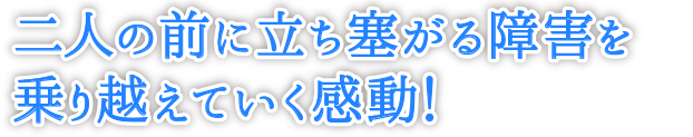 二人の前に立ちふさがる障害を乗り越えていく感動！